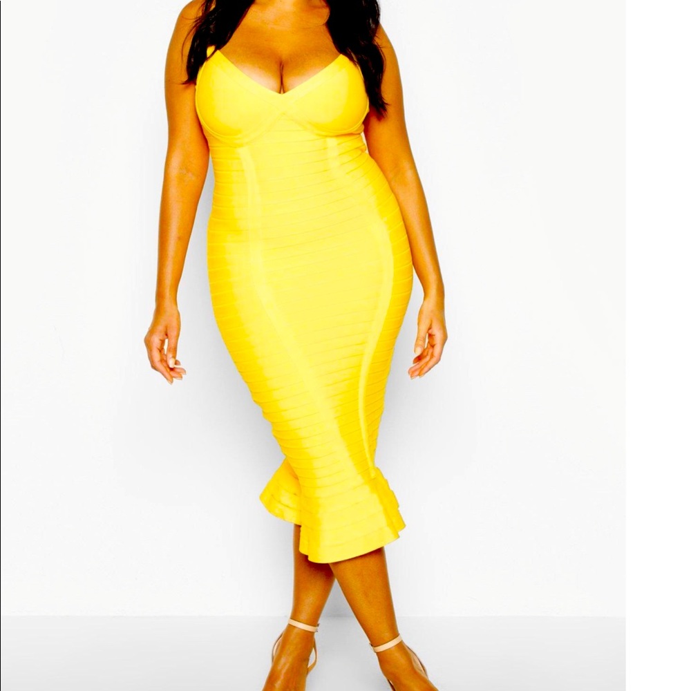 Plus size Sculpting Bandage Fishtail Midi Dress